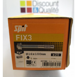 SPIT 057480 - Boîte de 20 Goujons Ancrage 16X100mm Fix 3 Filetage 5