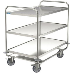 Chariot de Service HUPFER Charge 200kg Inox 3 Plateaux - 01.1232.2 - NEUF