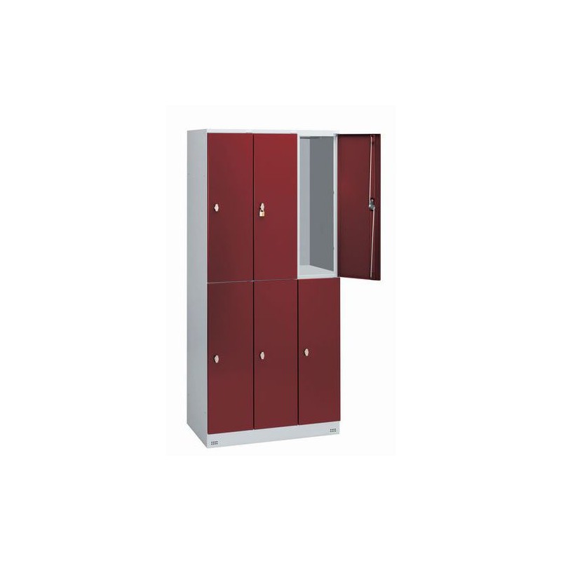 Armoire vestiaire rouge 6 cases - 3 colonnes Armoire vestiaire rouge 6 cases - 3 colonnes