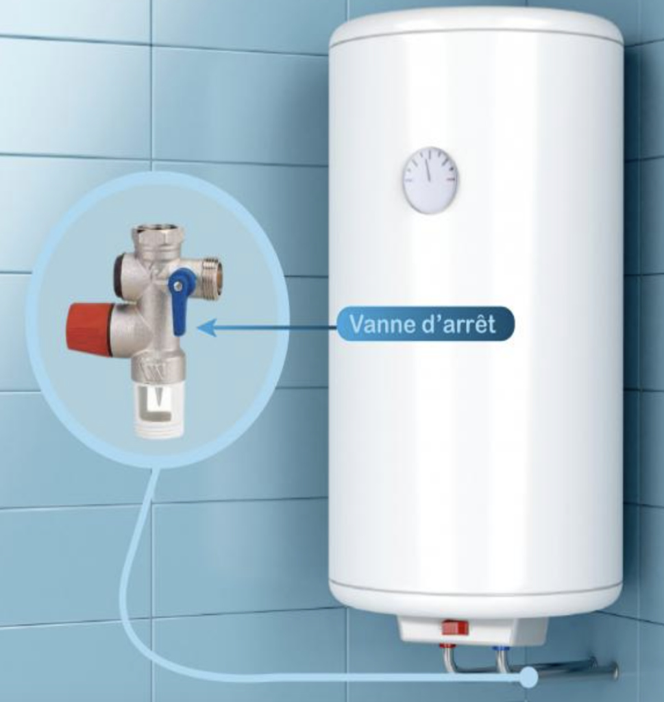 Comment couper l'arrivée d'eau d'un chauffe-eau De Dietrich ? schema