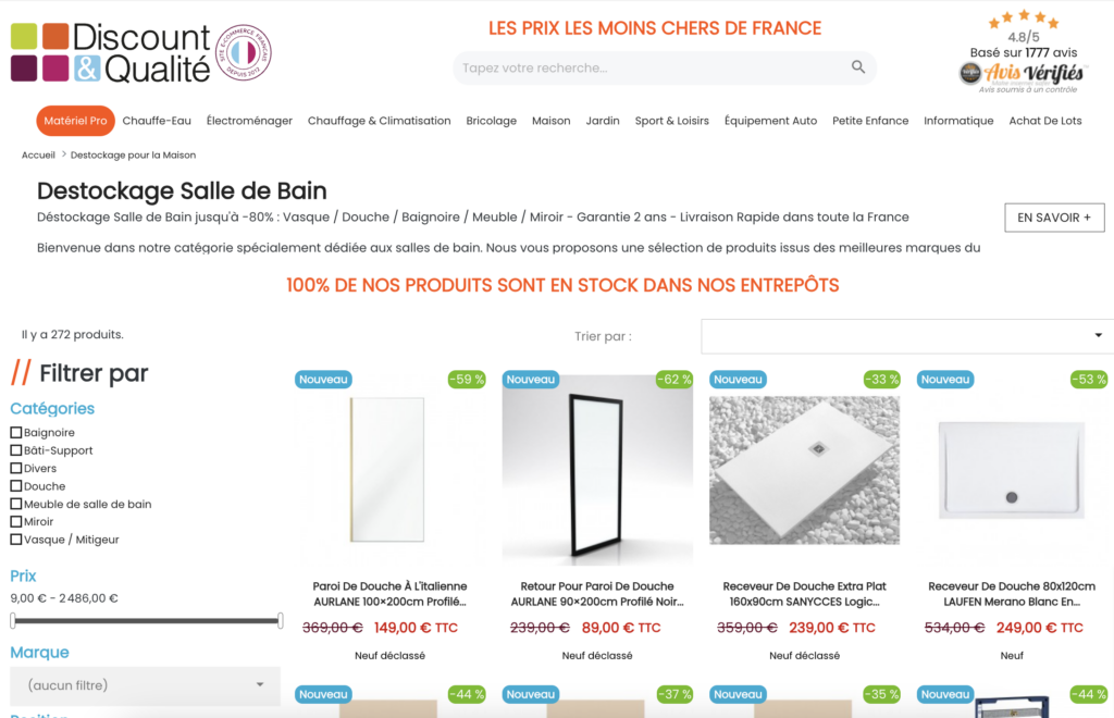 page destockage salle de bain pas cher produit discountetqualite.fr Discount&Qualité pas cher