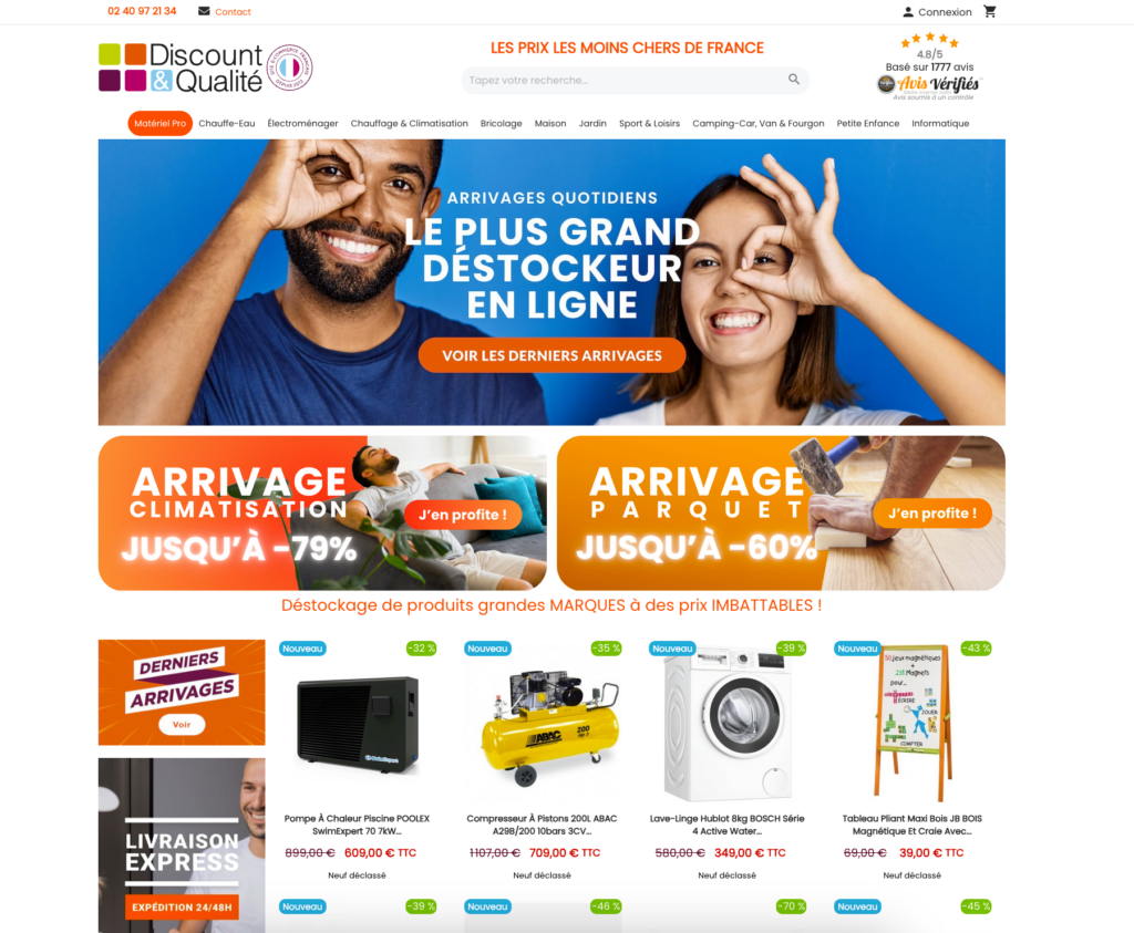 Site e-commerce de Discount&Qualité.fr - page d'accueil