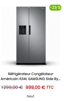Réfrigérateur Congélateur Américain 634L SAMSUNG Side by Side Froid Ventilé Inox