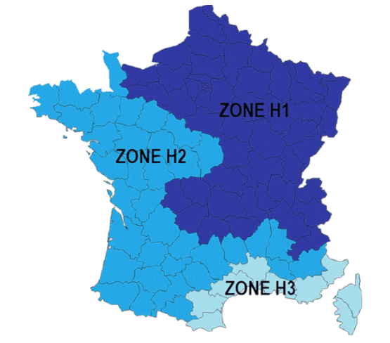 Carte des zones thermiques de France