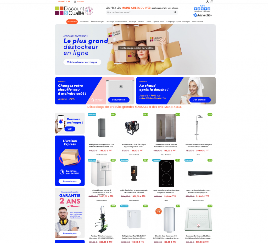 Page d'accueil du site discountetqualite.fr