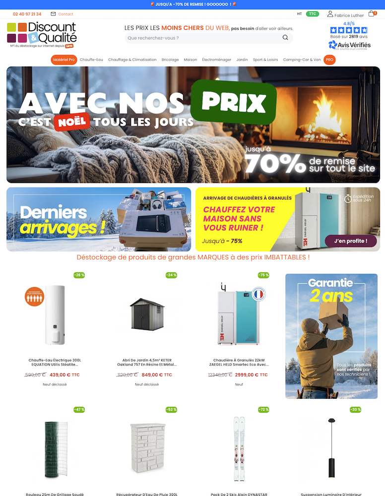 Entrepôt Discount & Qualité situé au Pellerin, plateforme logistique du site de déstockage livrant à Villeurbanne et dans toute la France
