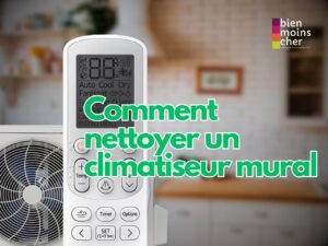 Installateur professionnel fixant une unité intérieure de climatisation réversible sur un mur blanc dans une maison.